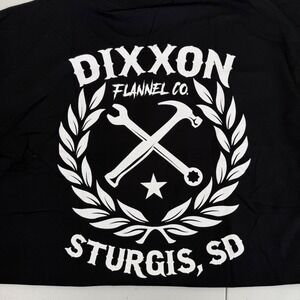 Dixxon Flannel Co. Sturgis SD‎ Black T-Shirt Mens XL White Sketchy Crest NEW